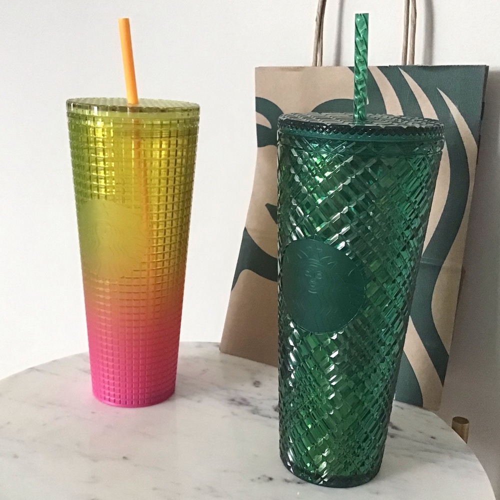 Starbucks Set Of Two Venti Tumblers Studded Grid NWT - Picture 4 of 9